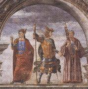 Sandro Botticelli Domenico Ghirlandaio and Assistants,The Roman heroes Decius Mure,Scipio and Cicero (mk36) oil